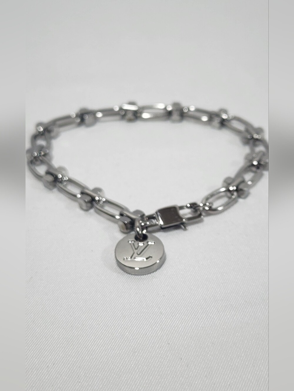 Louis Vuitton LV Silver Charm Barbell Link Bracelet - Picture 2 of 8
